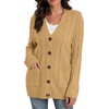 image:imageGRECERELLE 2026 Womens Long Sleeve Cable Knit Cardigan Sweater with PocketsLight Camel
