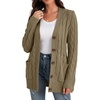 image:imageGRECERELLE 2026 Womens Long Sleeve Cable Knit Cardigan Sweater with PocketsLight Coffee
