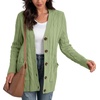image:imageGRECERELLE 2026 Womens Long Sleeve Cable Knit Cardigan Sweater with PocketsLight Green