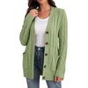 image:imageGRECERELLE 2026 Womens Long Sleeve Cable Knit Cardigan Sweater with PocketsLight Green