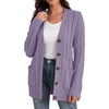 image:imageGRECERELLE 2026 Womens Long Sleeve Cable Knit Cardigan Sweater with PocketsLilac