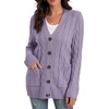 image:imageGRECERELLE 2026 Womens Long Sleeve Cable Knit Cardigan Sweater with PocketsLilac