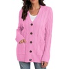image:imageGRECERELLE 2026 Womens Long Sleeve Cable Knit Cardigan Sweater with PocketsPink