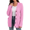 image:imageGRECERELLE 2026 Womens Long Sleeve Cable Knit Cardigan Sweater with PocketsPink