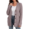 image:imageGRECERELLE 2026 Womens Long Sleeve Cable Knit Cardigan Sweater with PocketsPurple