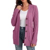 image:imageGRECERELLE 2026 Womens Long Sleeve Cable Knit Cardigan Sweater with PocketsRed Gray