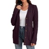 image:imageGRECERELLE 2026 Womens Long Sleeve Cable Knit Cardigan Sweater with PocketsRosewood