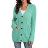 image:imageGRECERELLE 2026 Womens Long Sleeve Cable Knit Cardigan Sweater with PocketsTender Green