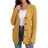 image:imageGRECERELLE 2026 Womens Long Sleeve Cable Knit Cardigan Sweater with PocketsYellow