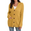 image:imageGRECERELLE 2026 Womens Long Sleeve Cable Knit Cardigan Sweater with PocketsYellow
