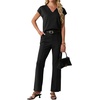 image:imageGRECERELLE 2026 Womens Spring amp Summer Casual 2 Piece Set  VNeck Top amp WrinkleFree Pants With PocketsBlack