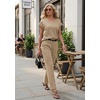 image:imageGRECERELLE 2026 Womens Spring amp Summer Casual 2 Piece Set  VNeck Top amp WrinkleFree Pants With PocketsKhaki