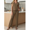 image:imageGRECERELLE 2026 Womens Spring amp Summer Casual 2 Piece Set  VNeck Top amp WrinkleFree Pants With PocketsLight Coffee