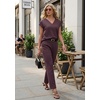image:imageGRECERELLE 2026 Womens Spring amp Summer Casual 2 Piece Set  VNeck Top amp WrinkleFree Pants With PocketsRosewood