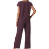 image:imageGRECERELLE 2026 Womens Spring amp Summer Casual 2 Piece Set  VNeck Top amp WrinkleFree Pants With PocketsRosewood