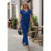 image:imageGRECERELLE 2026 Womens Spring amp Summer Casual 2 Piece Set  VNeck Top amp WrinkleFree Pants With PocketsRoyal Blue