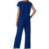 image:imageGRECERELLE 2026 Womens Spring amp Summer Casual 2 Piece Set  VNeck Top amp WrinkleFree Pants With PocketsRoyal Blue