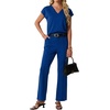 image:imageGRECERELLE 2026 Womens Spring amp Summer Casual 2 Piece Set  VNeck Top amp WrinkleFree Pants With PocketsRoyal Blue