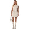 image:imageGRECERELLE 2026 Womens Summer 2 Piece Skort Set Cap Sleeve Round Neck Top amp Tennis Skirt with Pockets for Athletic amp CasualApricot White