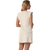 image:imageGRECERELLE 2026 Womens Summer 2 Piece Skort Set Cap Sleeve Round Neck Top amp Tennis Skirt with Pockets for Athletic amp CasualApricot White
