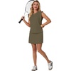 image:imageGRECERELLE 2026 Womens Summer 2 Piece Skort Set Cap Sleeve Round Neck Top amp Tennis Skirt with Pockets for Athletic amp CasualArmy Green