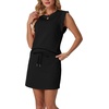 image:imageGRECERELLE 2026 Womens Summer 2 Piece Skort Set Cap Sleeve Round Neck Top amp Tennis Skirt with Pockets for Athletic amp CasualBlack
