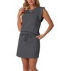 image:imageGRECERELLE 2026 Womens Summer 2 Piece Skort Set Cap Sleeve Round Neck Top amp Tennis Skirt with Pockets for Athletic amp CasualDark Gray
