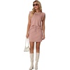 image:imageGRECERELLE 2026 Womens Summer 2 Piece Skort Set Cap Sleeve Round Neck Top amp Tennis Skirt with Pockets for Athletic amp CasualDeep Pink