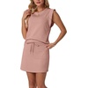 image:imageGRECERELLE 2026 Womens Summer 2 Piece Skort Set Cap Sleeve Round Neck Top amp Tennis Skirt with Pockets for Athletic amp CasualDeep Pink
