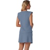 image:imageGRECERELLE 2026 Womens Summer 2 Piece Skort Set Cap Sleeve Round Neck Top amp Tennis Skirt with Pockets for Athletic amp CasualDenim Blue