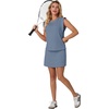 image:imageGRECERELLE 2026 Womens Summer 2 Piece Skort Set Cap Sleeve Round Neck Top amp Tennis Skirt with Pockets for Athletic amp CasualDenim Blue