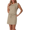 image:imageGRECERELLE 2026 Womens Summer 2 Piece Skort Set Cap Sleeve Round Neck Top amp Tennis Skirt with Pockets for Athletic amp CasualKhaki