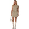 image:imageGRECERELLE 2026 Womens Summer 2 Piece Skort Set Cap Sleeve Round Neck Top amp Tennis Skirt with Pockets for Athletic amp CasualKhaki