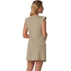 image:imageGRECERELLE 2026 Womens Summer 2 Piece Skort Set Cap Sleeve Round Neck Top amp Tennis Skirt with Pockets for Athletic amp CasualKhaki
