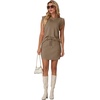 image:imageGRECERELLE 2026 Womens Summer 2 Piece Skort Set Cap Sleeve Round Neck Top amp Tennis Skirt with Pockets for Athletic amp CasualLight Coffee