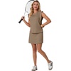 image:imageGRECERELLE 2026 Womens Summer 2 Piece Skort Set Cap Sleeve Round Neck Top amp Tennis Skirt with Pockets for Athletic amp CasualLight Coffee
