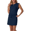 image:imageGRECERELLE 2026 Womens Summer 2 Piece Skort Set Cap Sleeve Round Neck Top amp Tennis Skirt with Pockets for Athletic amp CasualNavy Blue