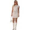 image:imageGRECERELLE 2026 Womens Summer 2 Piece Skort Set Cap Sleeve Round Neck Top amp Tennis Skirt with Pockets for Athletic amp CasualOatmeal