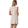 image:imageGRECERELLE 2026 Womens Summer 2 Piece Skort Set Cap Sleeve Round Neck Top amp Tennis Skirt with Pockets for Athletic amp CasualOatmeal
