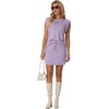 image:imageGRECERELLE 2026 Womens Summer 2 Piece Skort Set Cap Sleeve Round Neck Top amp Tennis Skirt with Pockets for Athletic amp CasualPurple
