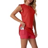 image:imageGRECERELLE 2026 Womens Summer 2 Piece Skort Set Cap Sleeve Round Neck Top amp Tennis Skirt with Pockets for Athletic amp CasualRed