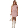 image:imageGRECERELLE 2026 Womens Summer 2 Piece Skort Set Cap Sleeve Round Neck Top amp Tennis Skirt with Pockets for Athletic amp CasualRose Pink
