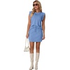 image:imageGRECERELLE 2026 Womens Summer 2 Piece Skort Set Cap Sleeve Round Neck Top amp Tennis Skirt with Pockets for Athletic amp CasualSky Blue
