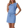 image:imageGRECERELLE 2026 Womens Summer 2 Piece Skort Set Cap Sleeve Round Neck Top amp Tennis Skirt with Pockets for Athletic amp CasualSky Blue