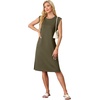image:imageGRECERELLE 2026 Womens Summer Casual WrinkleFree Midi Dress with PocketsArmy Green