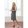 image:imageGRECERELLE 2026 Womens Summer Casual WrinkleFree Midi Dress with PocketsBlack White Strip