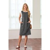 image:imageGRECERELLE 2026 Womens Summer Casual WrinkleFree Midi Dress with PocketsBlack White Strip