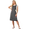 image:imageGRECERELLE 2026 Womens Summer Casual WrinkleFree Midi Dress with PocketsBlack White Strip