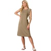 image:imageGRECERELLE 2026 Womens Summer Casual WrinkleFree Midi Dress with PocketsBrown