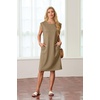 image:imageGRECERELLE 2026 Womens Summer Casual WrinkleFree Midi Dress with PocketsBrown